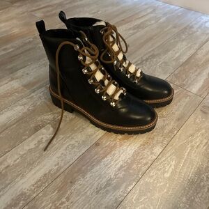 Black and White Winter Fur Boots Size 10 for Women